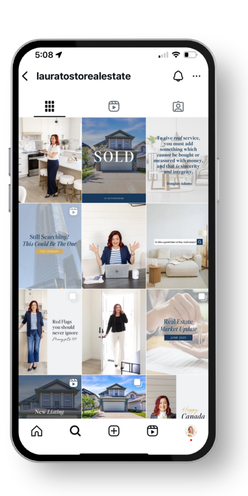 Laura Tosto's Edmonton realtor Instagram feed after her visual branding transformation