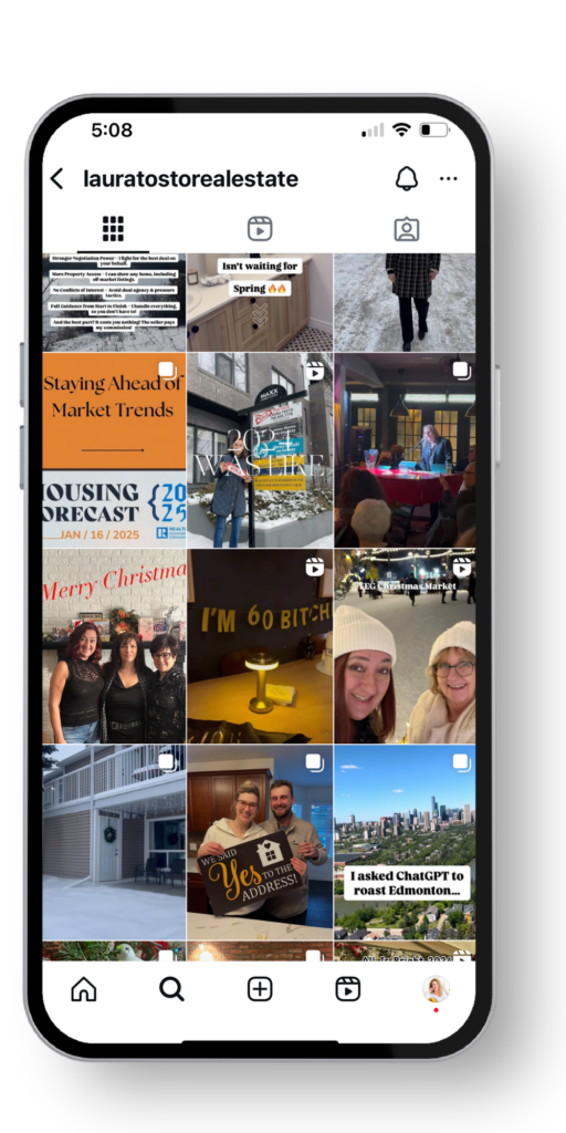Laura Tosto's Edmonton realtor Instagram feed before her visual branding transformation
